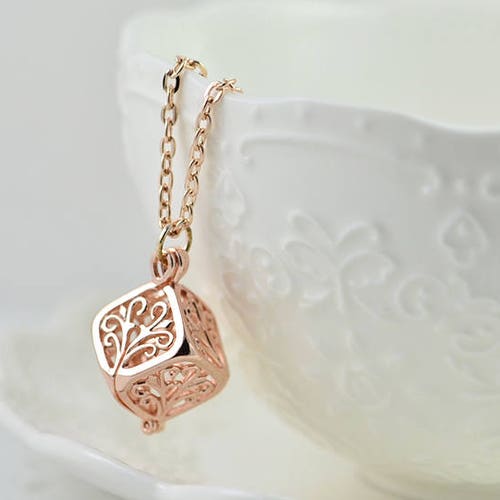 Rose Gold Square Box Necklace Rose Gold 