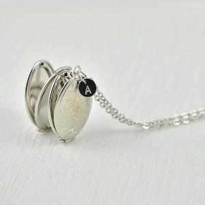 Collana con medaglione ovale personalizzato in argento, collana con iniziali, collana con foto, collana con lettera semplice, collana con medaglione con foto personalizzata