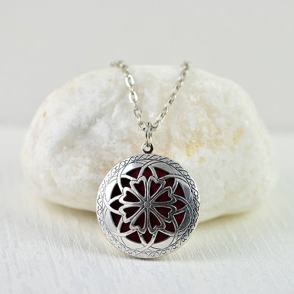 Aromatherapy Diffuser Essential Oils Necklace, Lava Diffuser Necklace, Diffuser Jewellery, Silver Necklace, Oil Diffuser Pendant Necklace