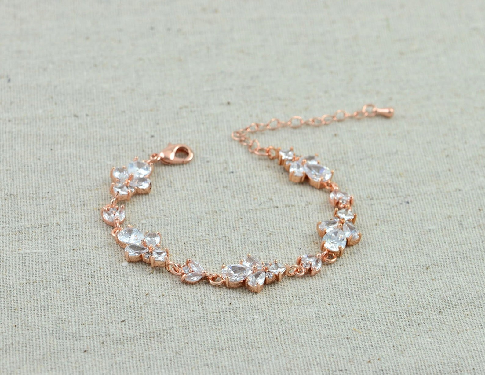 衝撃特価 Bridal Bracelet Zirconia Cubic Rosegold Bracelet, Crystal アクセサリー