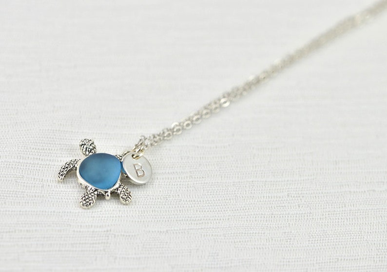 Elegant Turtle Initials Silver Necklace Simple Letter Tortoise Necklace Turtle Dainty Silver Personalised Initial Small Turtle Necklace