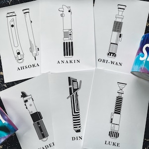 Lightsaber A5 Prints | Anakin, Ahsoka, Obi, Din, Darth, Luke