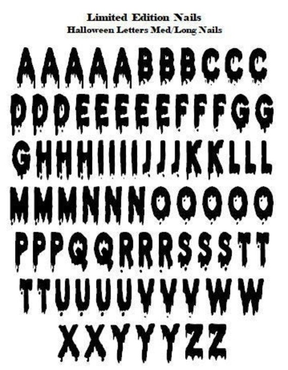 Download Drippy Halloween Letters Nail Decals for Long to Medium ...