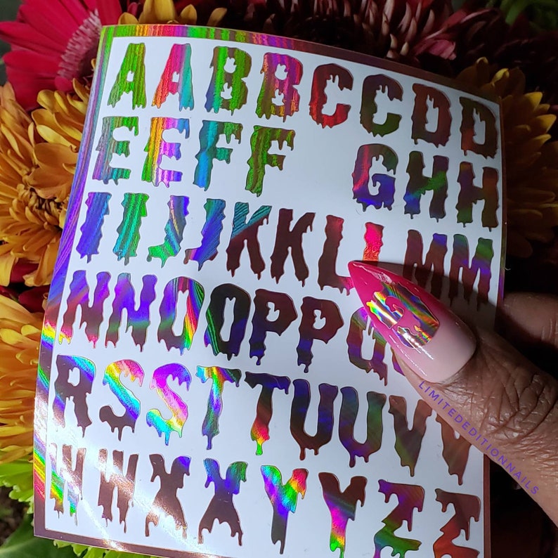 Drippy Letters Decals for Long to Medium Nails Nail Wraps Nail Etsy