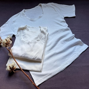 Vintage 70s White Knit Cotton Tee Medium Large Unisex Short Sleeve Knit T Shirt Neck U-Neck Tee Vintage European Deadstock Top Basics 2428
