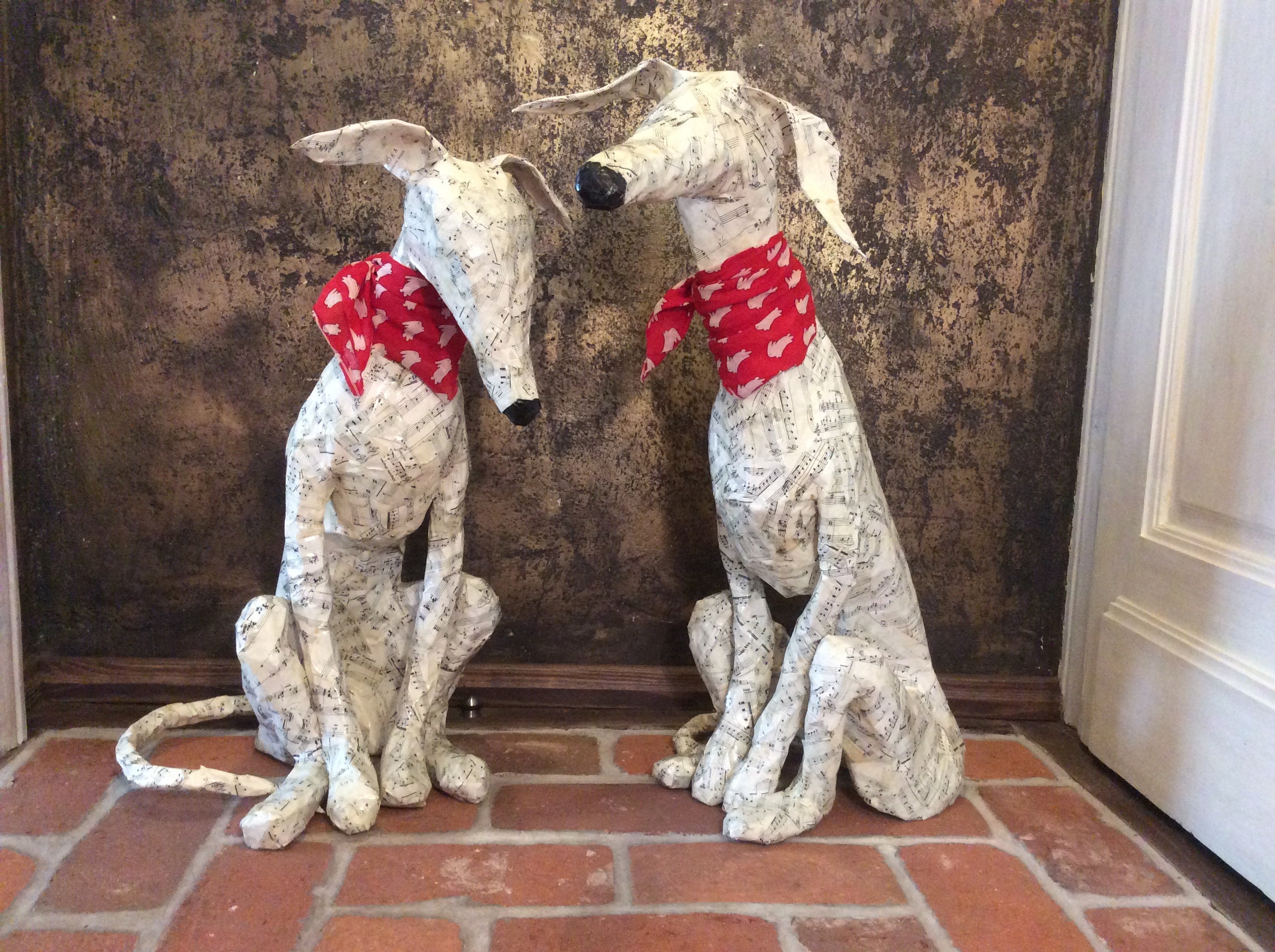 English Whippet Greyhound Paper Mache Dog Statue Real Size 29 Etsy