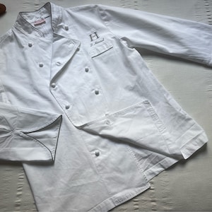 Pit 21.5&quot; Chef Jacket FRANCE Terre Textile Work Jacket Double Breasted Medium Large Workwear Work Wear Hobo Chore Worker Cotton Shirt 2154