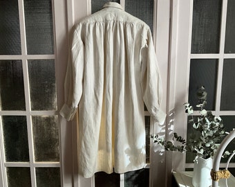 Antique French Linen Shirt Farmers Shirt Artist Smock L S6