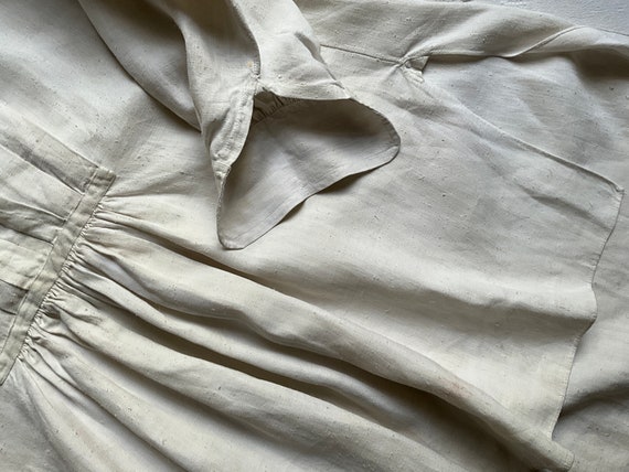 Antique French Linen Shirt Smock Large Workwear C… - image 9