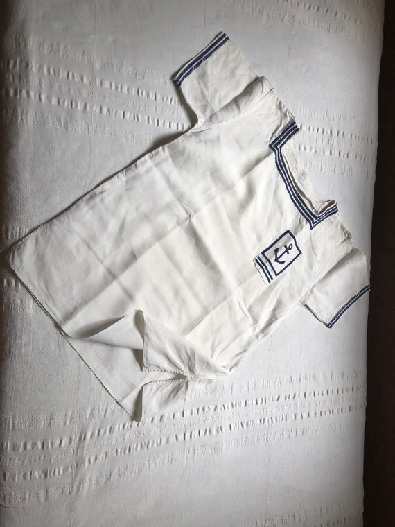 Vintage Antique Linen Marine Deck  Shirt Top Tee … - image 3