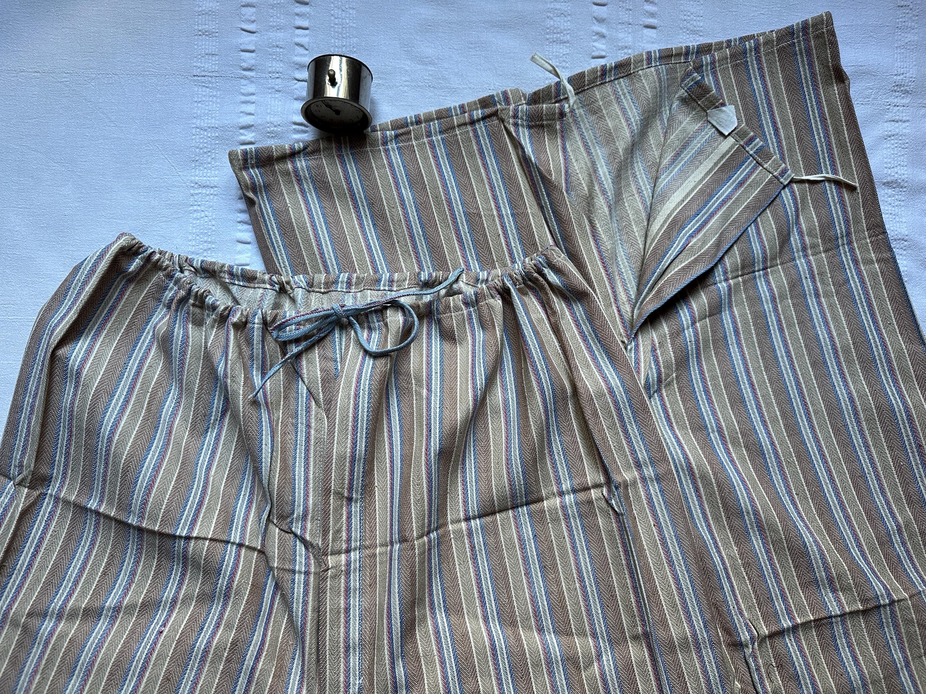 Vintage 60s French Brushed Flannel Cotton Stripe Pyjamas Pajamas ...