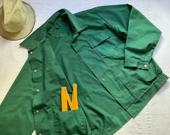 Vintage 90s German Work Jacket Pit 25.5" XLarge Work Wear Hobo Chore Coat Worker Chore Shirt Work Garmen Green  2101