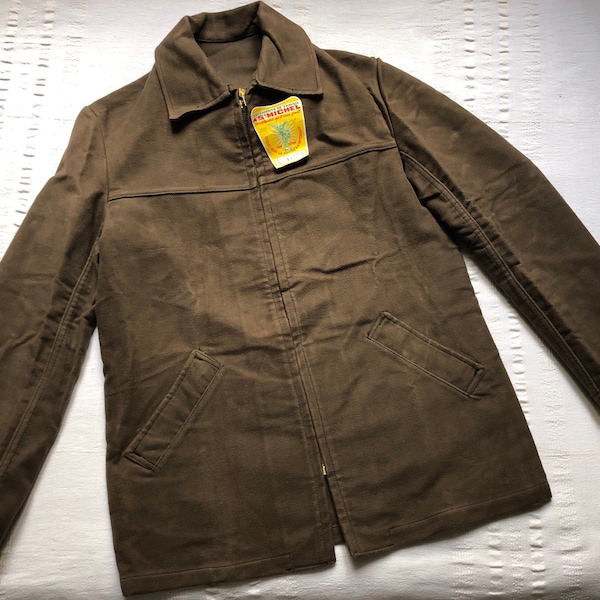 Vintage A St.Michel J.B.P Moleskin French Work Jacket Small Medium Workwear Worker Chore Coat Hobo Utility Chore jacket 1445
