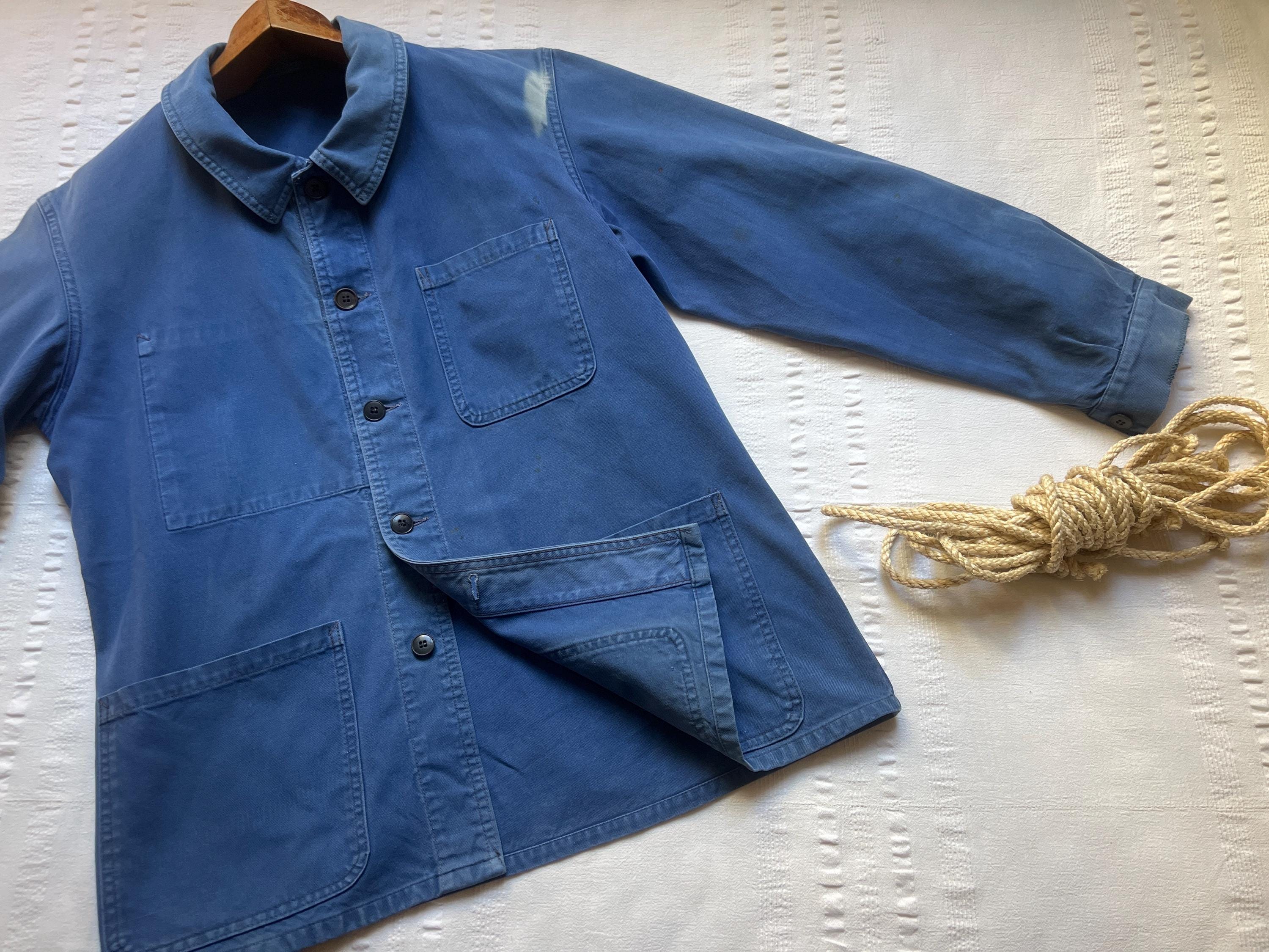 セ－ル！60s~ German Painter Work Jacket 60s Style French Chalk Blue Cotton Twill Canvas Chore Jacket