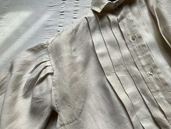 Antique French Linen Shirt Smock Large Workwear C… - image 6