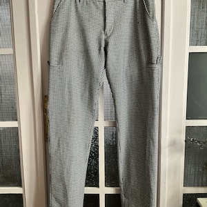 Cotton Work Baker Cook Chef Pants W35&quot; Pepita work Trousers workwear Black White Gingham Twill Utility 2017