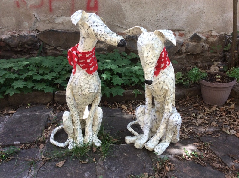 English Whippet Greyhound Paper Mache Dog Statue Real Size 29 Etsy