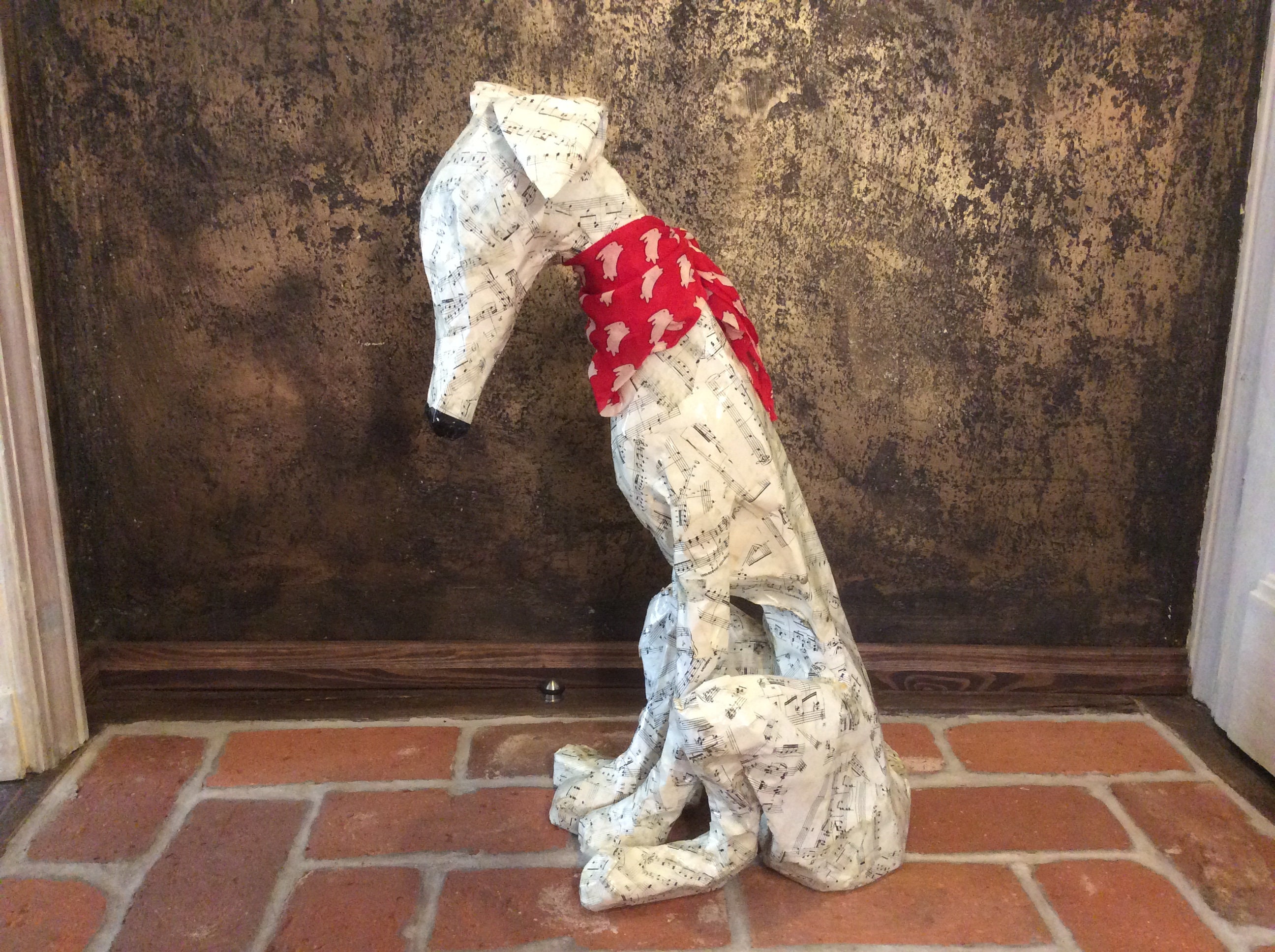 English Whippet Greyhound Paper Mache Dog Statue Real Size 29 Etsy