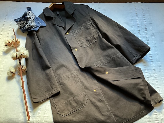 Vintage Smock Chore Coat Duster Shop Coat Long Wo… - image 2
