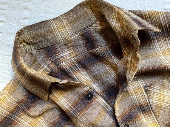 Vintage French Smock Checked Workshirt Work Shirt… - image 6