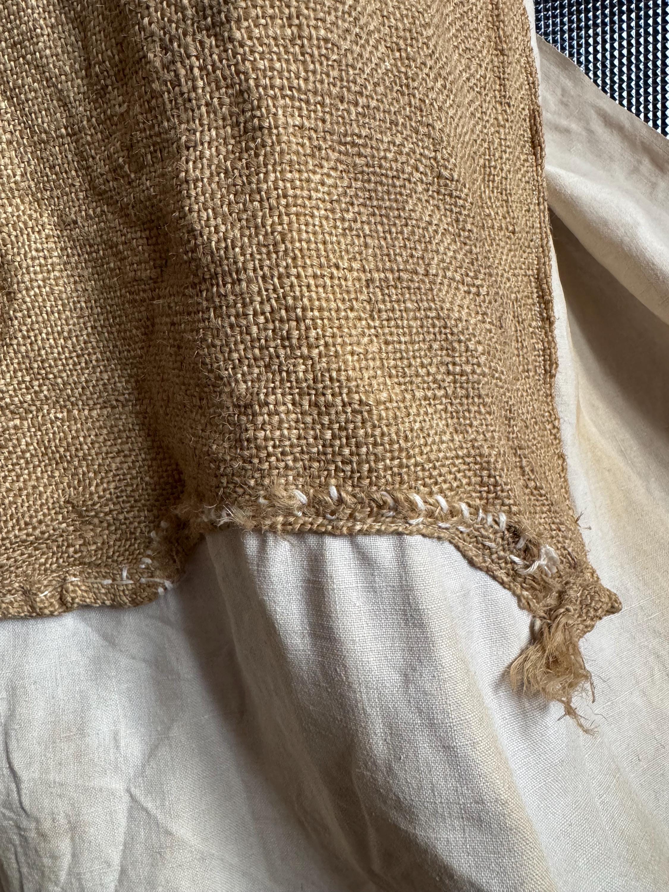 小物 30s-40s French Vintage Heavy Hemp Apron Vintage Apron Jute Hessian Grainsack Grain Sack Textile RARE