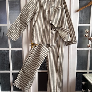 Rare Vintage 50s Brushed Flannel Uniform Stamped Cotton Striped Pyjamas ...