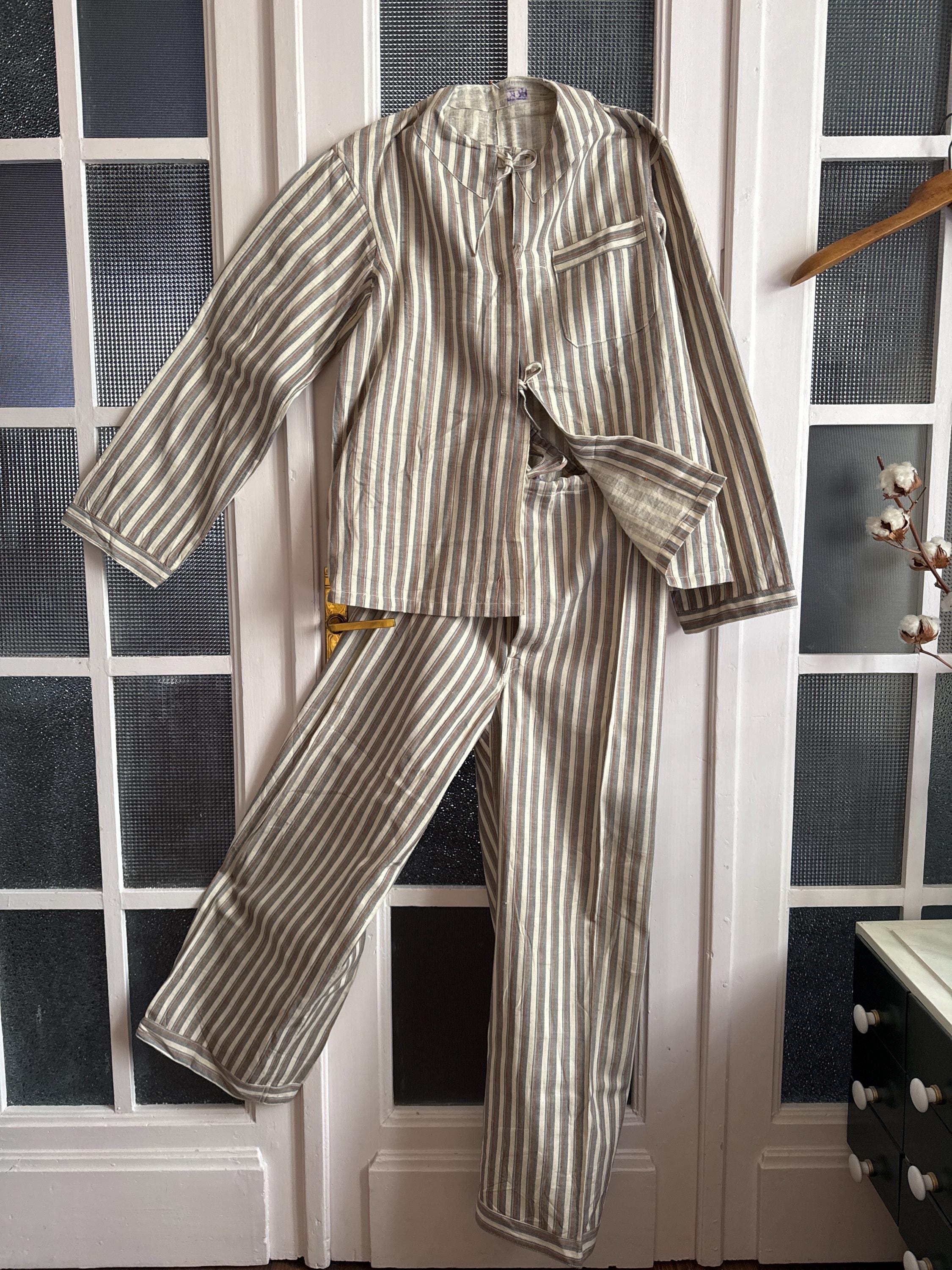 70〜80s Vintage Dreiklang Pajamas Stripe Vintage 1980s 2 Piece NWOT Towncraft Green & Navy Stripe