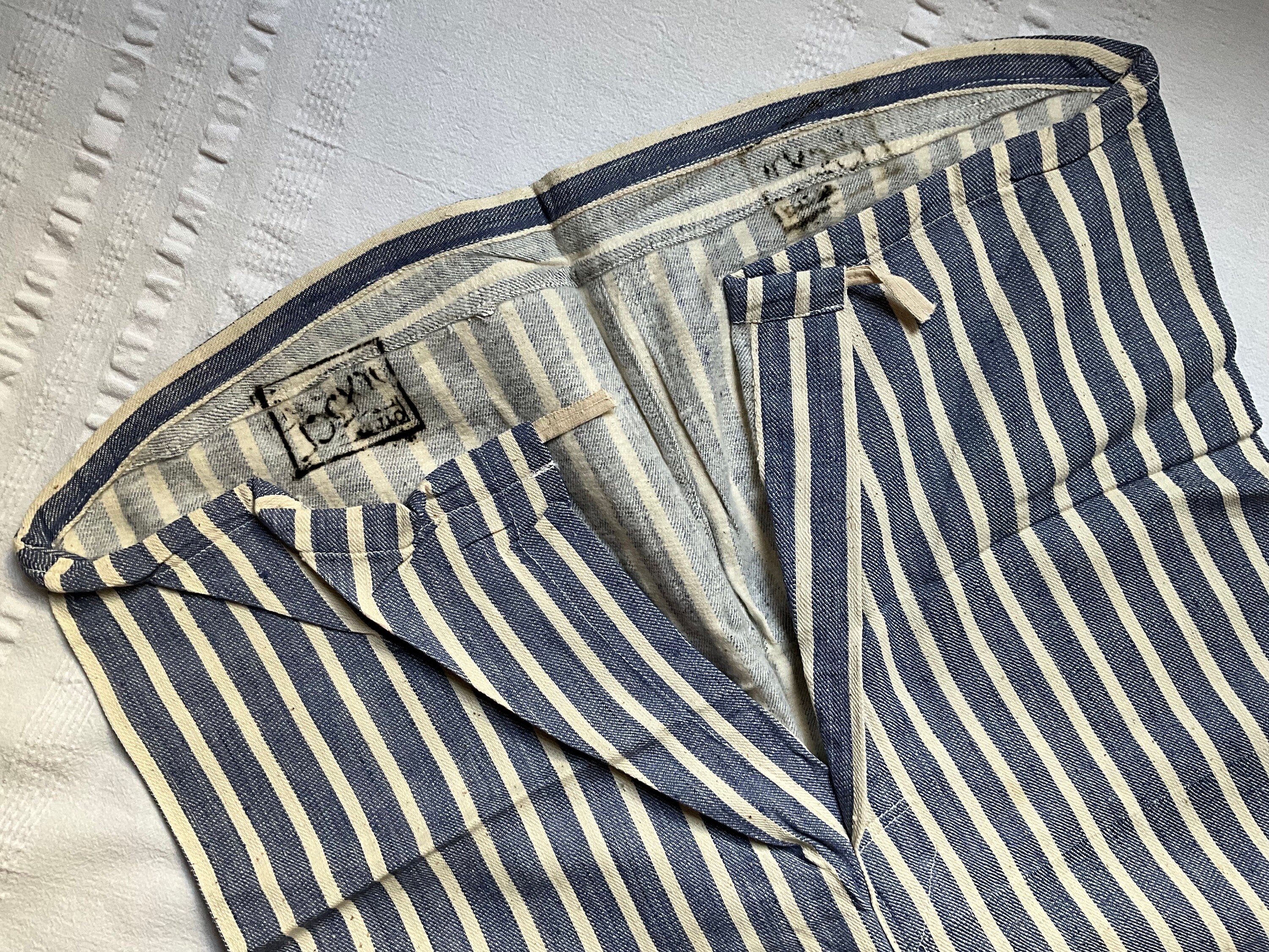 Prison Issue Pyjamas Vintage French Brushed Flannel Pant Cotton Stripe Pyjamas Pajamas ...
