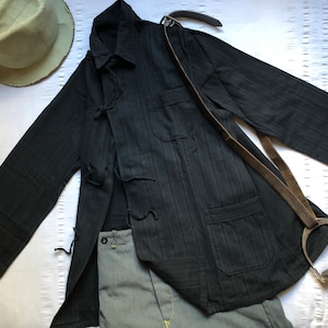 Vintage 60's Work Jacket XS Small Medium Large L XL 2XL Workwear Hobo Flannel Shirt Chore Coat Worker Selvage Cotton striped 1700