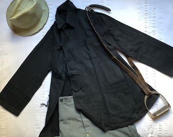 Vintage 60&#39;s Work Jacket XS Small Medium Large L XL 2XL Workwear Hobo Flannel Shirt Chore Coat Worker Selvage Cotton striped 1700