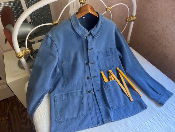 Vintage French Adolphe Lafont Chore Coat Work Jacket Pit 22 