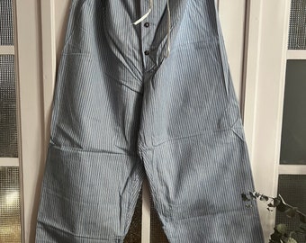 Pijama vintage francês dos anos 60 em algodão flanelado escovado com listras, tamanhos XL, 2XL e 3XL. Calça íntima estilo presidiário. Pijama francês de 1816.