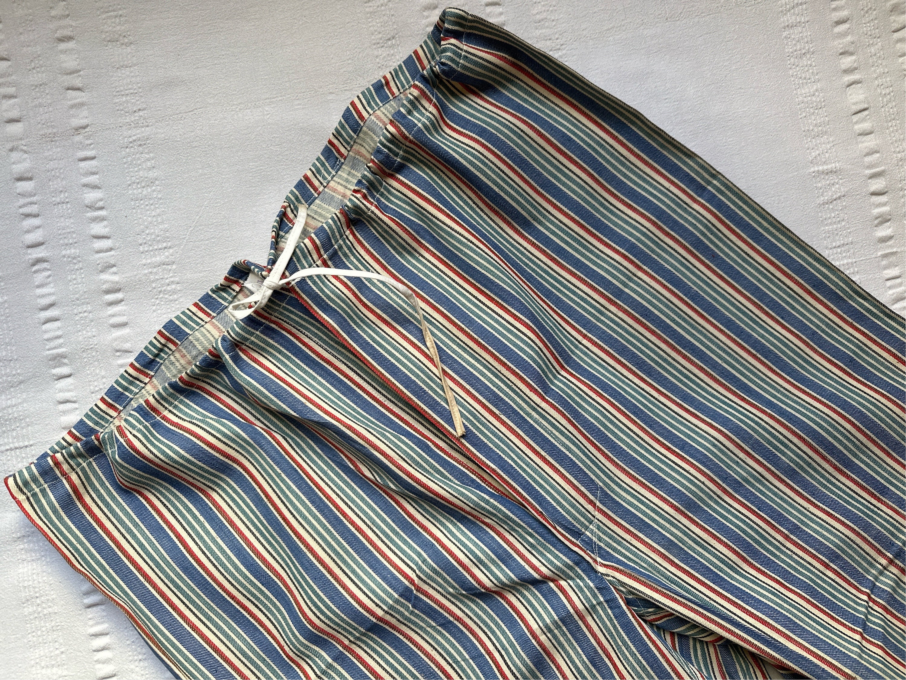 Prison Issue Pyjamas Vintage 60s French Brushed Flannel Cotton Stripe Pyjamas Pajamas ...