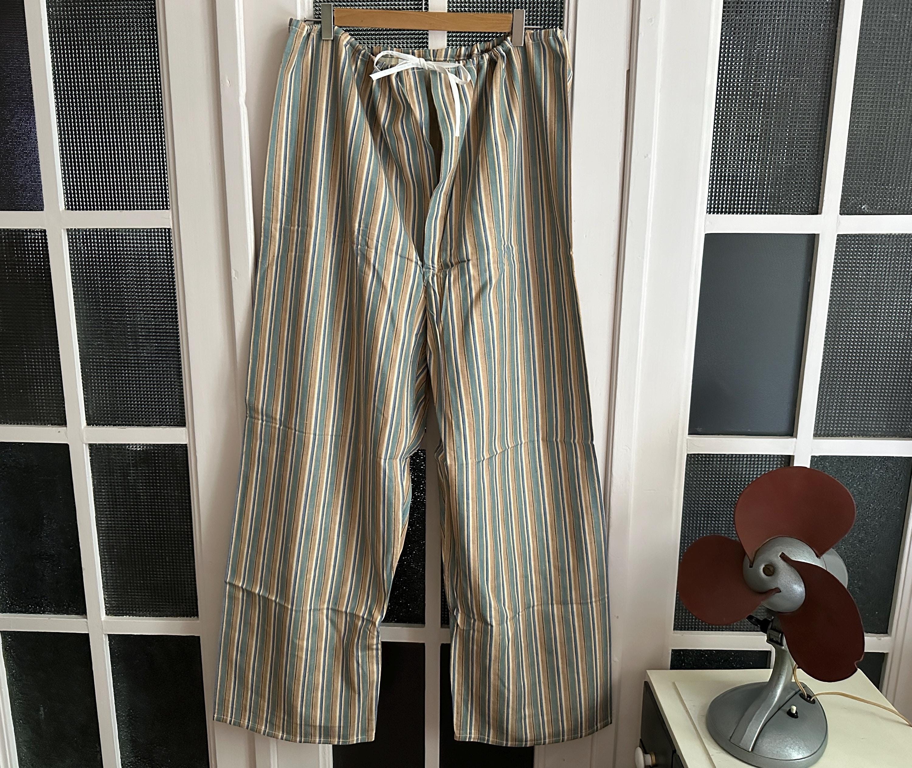 Vintage 60s French Brushed Flannel Cotton Stripe Pyjamas Pajamas ...