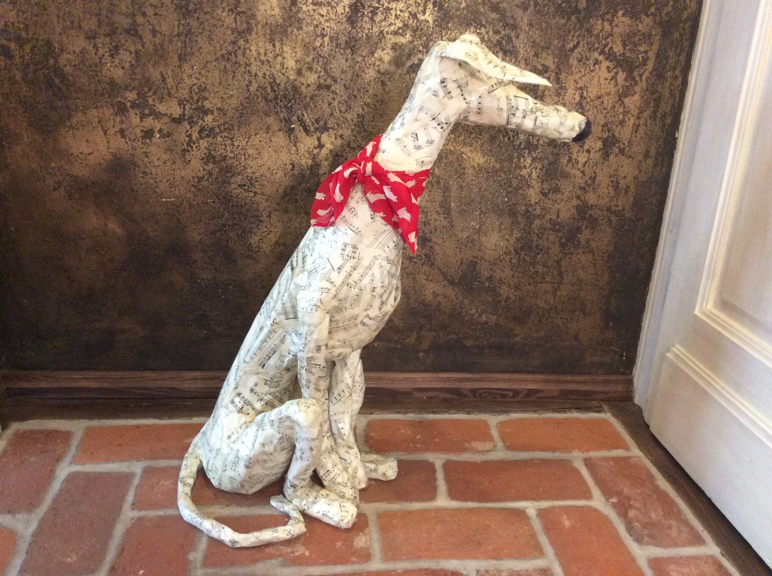 English Whippet Greyhound Paper Mache Dog Statue Real Size 32 Etsy