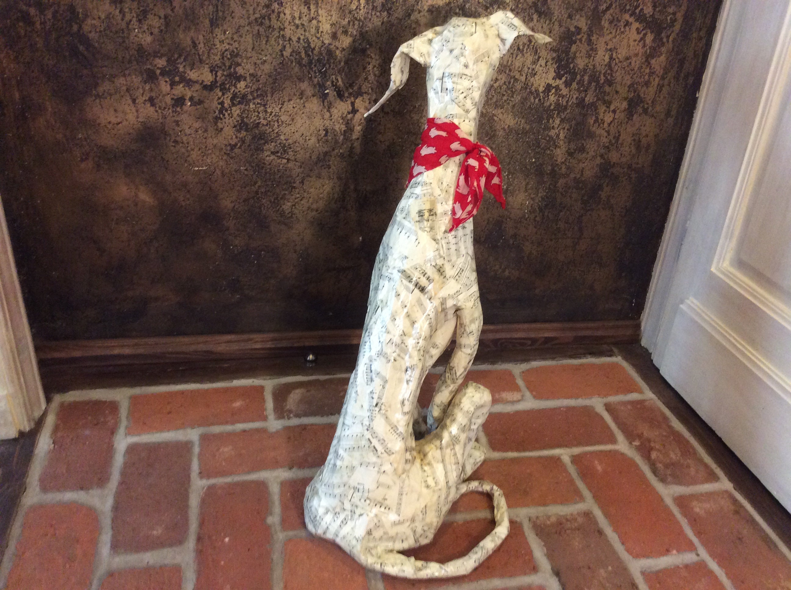 English Whippet Greyhound Paper Mache Dog Statue Real Size 32 Etsy