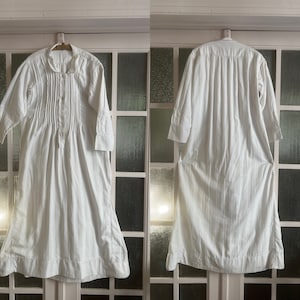 Vintage French Maxi Night dress Chemise tunic Long Nightdress Nightshirt Nightgown Shirt Chore Workwear Worker Grandad Antique Smock 1784