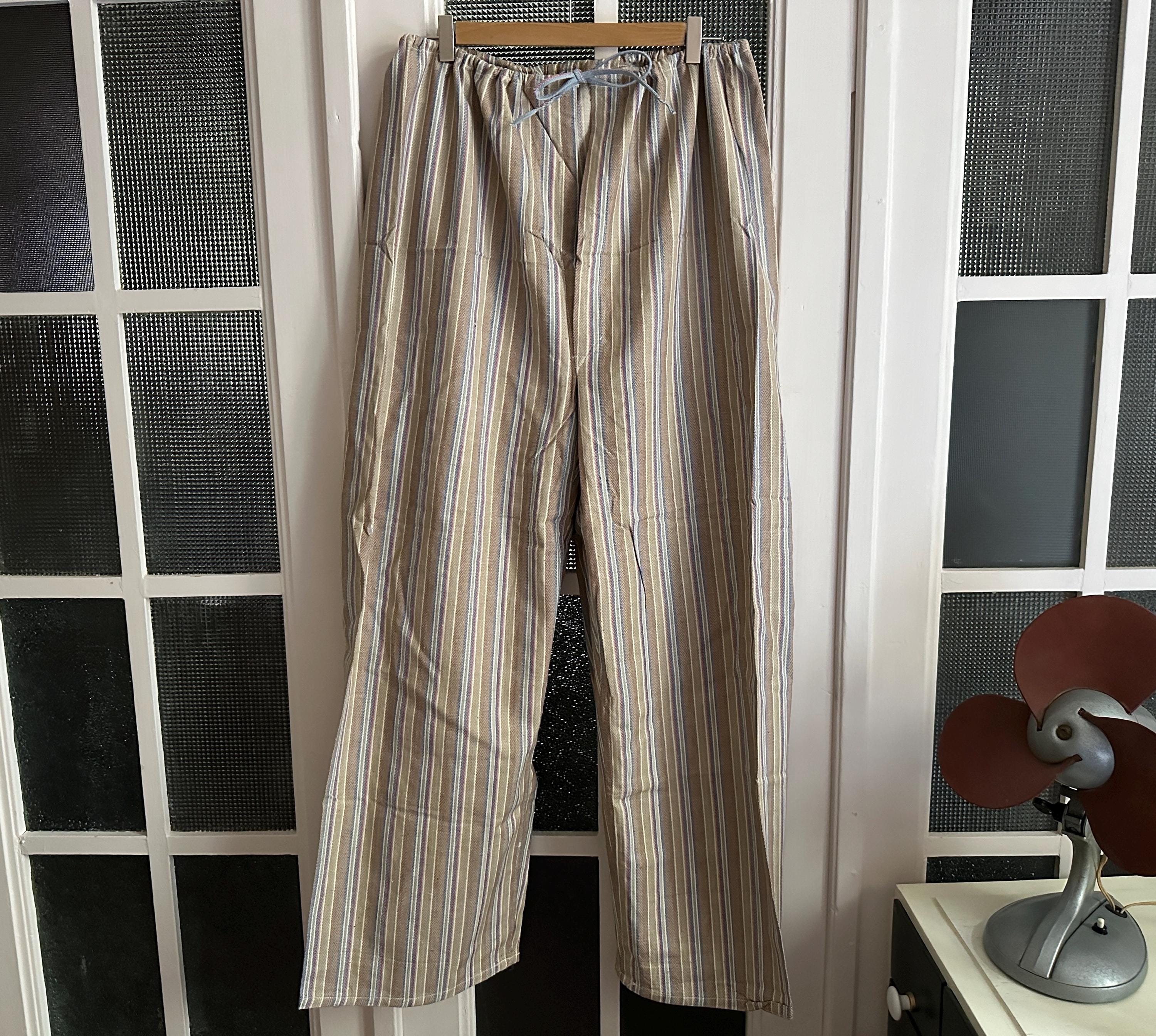Prison Issue Pyjamas Vintage 60s French Brushed Flannel Cotton Stripe Pyjamas Pajamas ...