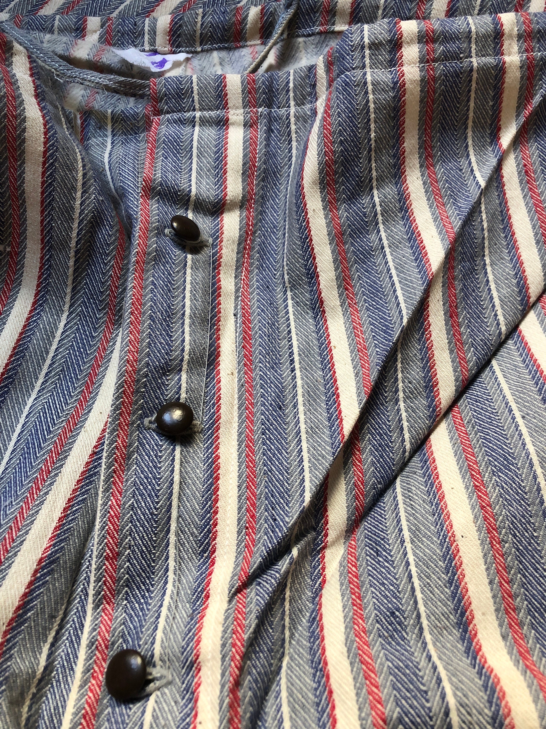 Prison Issue Pyjamas Vintage 60s French Brushed Flannel Cotton Stripe Pyjamas Pajamas ...