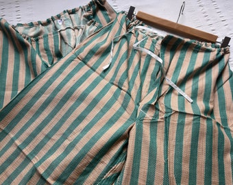 pyjama à rayures en flanelle de coton brossé vintage des années 60 sous-vêtements grand pantalon de prison XL 2XL pyjama de prisonnier français pyjama 1820