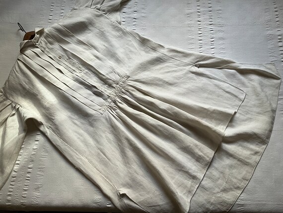 Antique French Linen Shirt Smock Large Workwear C… - image 3