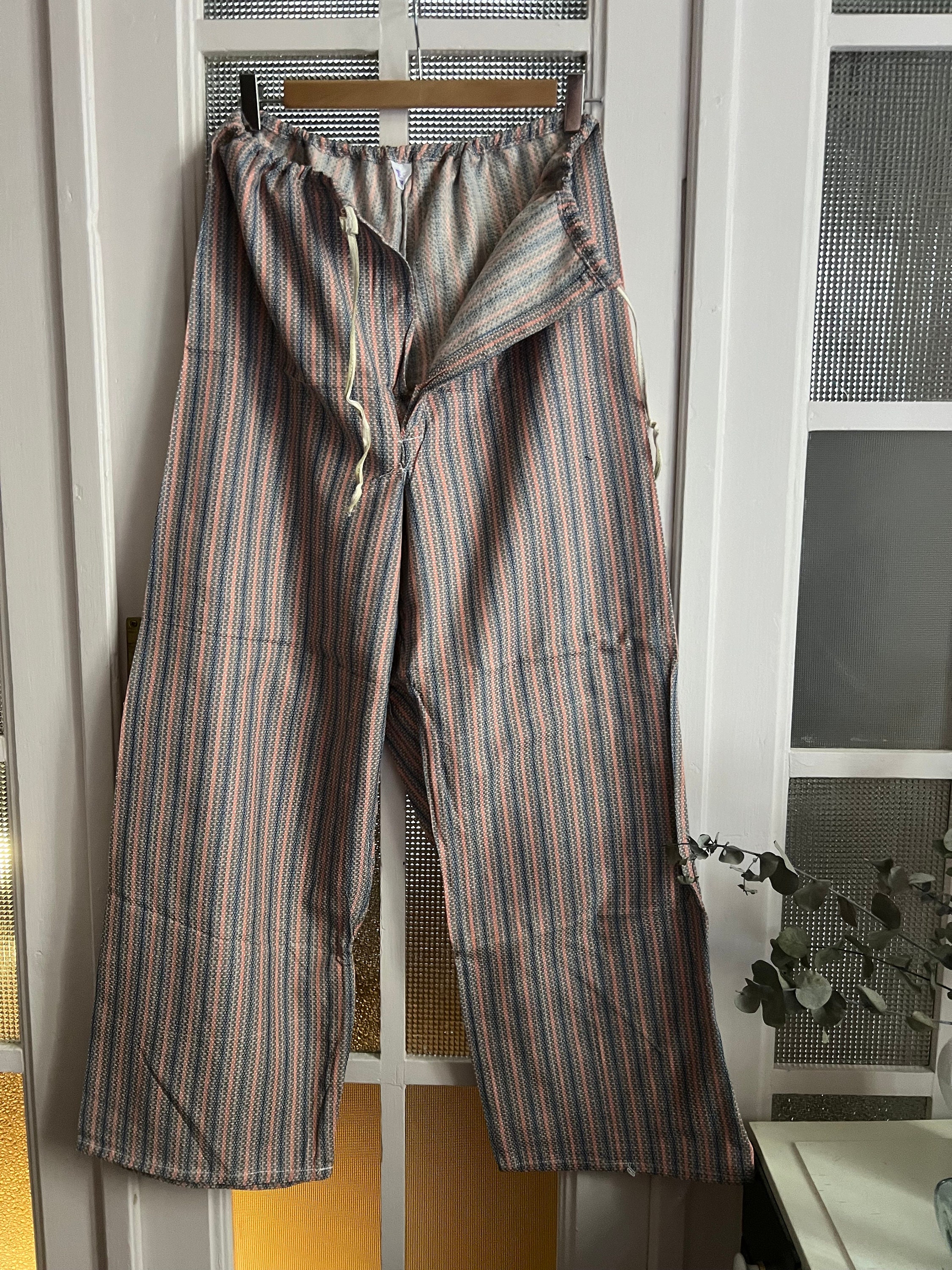 Prison Issue Pyjamas Vintage 60s French Brushed Flannel Cotton Stripe Pyjamas Pajamas ...