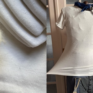 Vintage 70s White Knit Cotton Tee Short Sleeve Knit T Shirt Neck U-Neck Tee Vintage European Deadstock Top Basics 2431