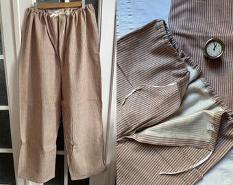 Vintage 60s brushed flannel cotton stripe pyjamas pajamas Underclothes XLarge 2XLarge  3XLarge pants Prisoner PJ&#39;s Pajamas cozy 2204
