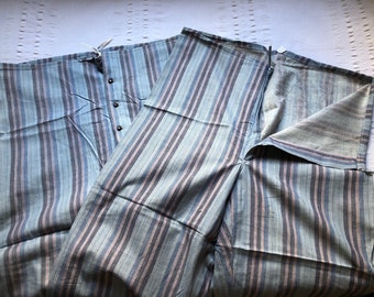 Vintage 60s French brushed flannel cotton stripe pyjamas pajamas Underclothes XL 2XL prison pants Prisoner French PJ&#39;s Pajamas Unisex 1827