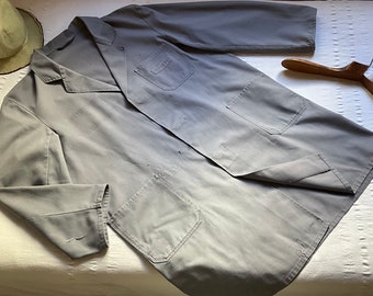 Vintage des années 70 artiste allemand smock corvée manteau Pit 25" Duster Shop manteau longue veste de travail manteau de travail vêtements de travail peintre usine Atelier sarrau 2119