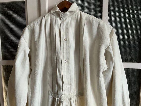 Antique French Linen Shirt Smock Large Workwear C… - image 2