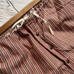 Vintage French Flannel Drawstring Pant Cotton Stripe Pyjamas Pajamas ...