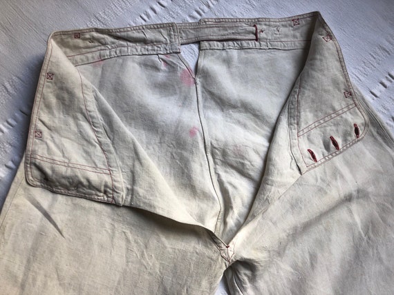 Vintage French Linen Pajama Pants 30s-40s old vin… - image 3