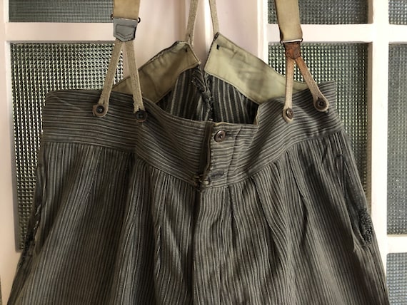 Vintage 1930s French Work Pants 2XL Salt&pepper Suspender Vintage 1930s French Work Pants 2XL Salt&pepper Suspender